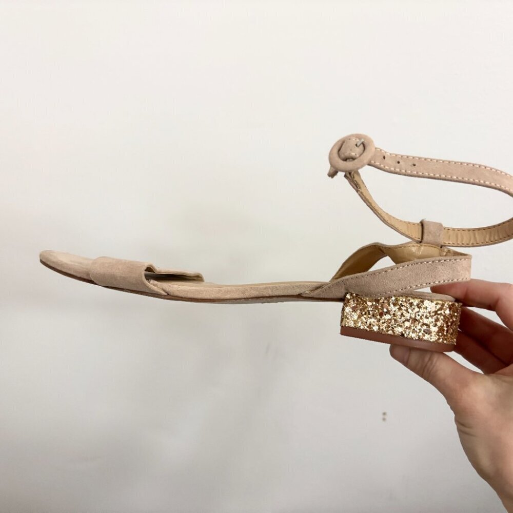 EUC Taupe Strappy Sandals w/ Glitter Heel & Ankle Strap - sz 7.5 - A NEW DAY - Picture 11 of 12